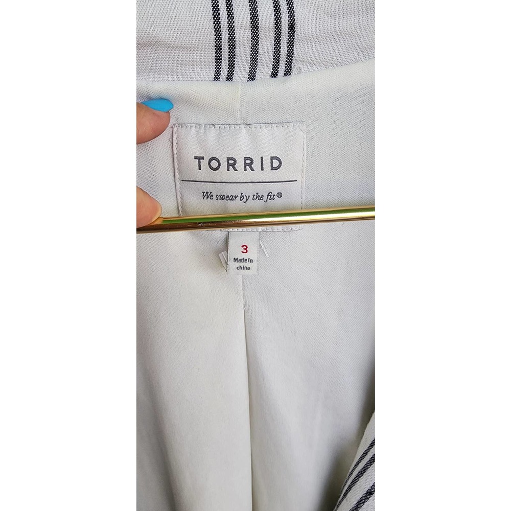Torrid Linen Blazer Striped Casual Comfort 2 Button Size 3‎ - Picture 8 of 11